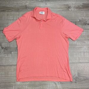 Mizzen+Main Polo Shirt Mens Medium Coral Trim Fit American Made Performance